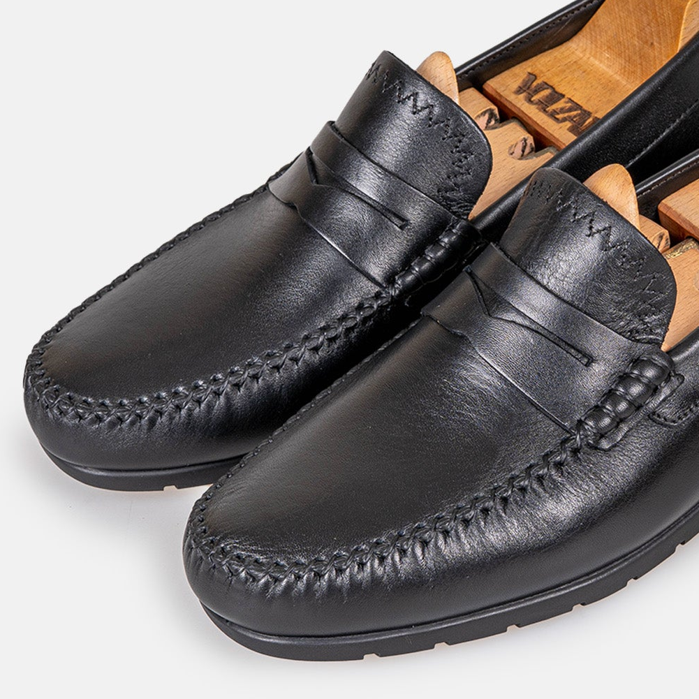 Volzak 0100 Black Leather Moccasin