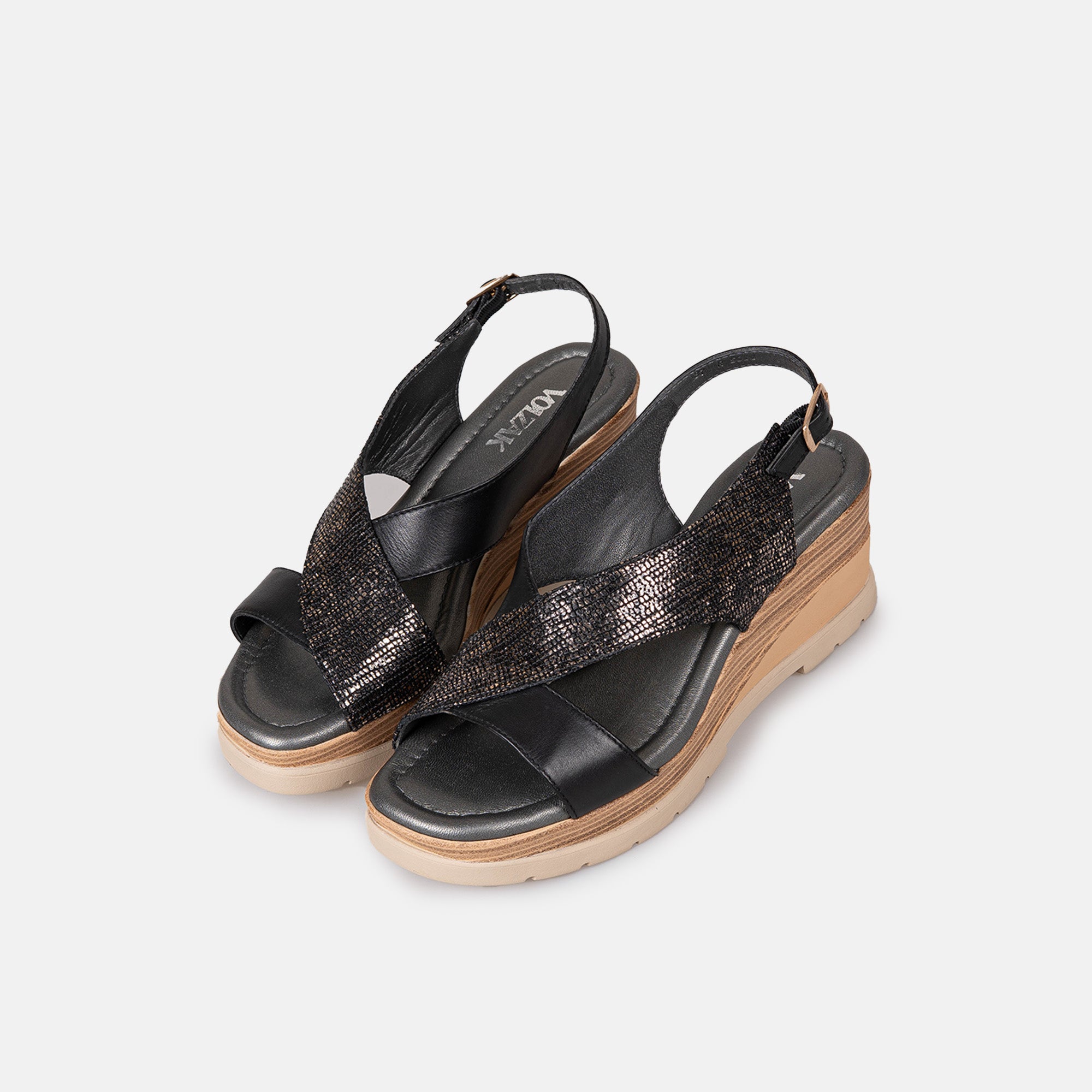 Volzak 5014 Black Leather Sandal