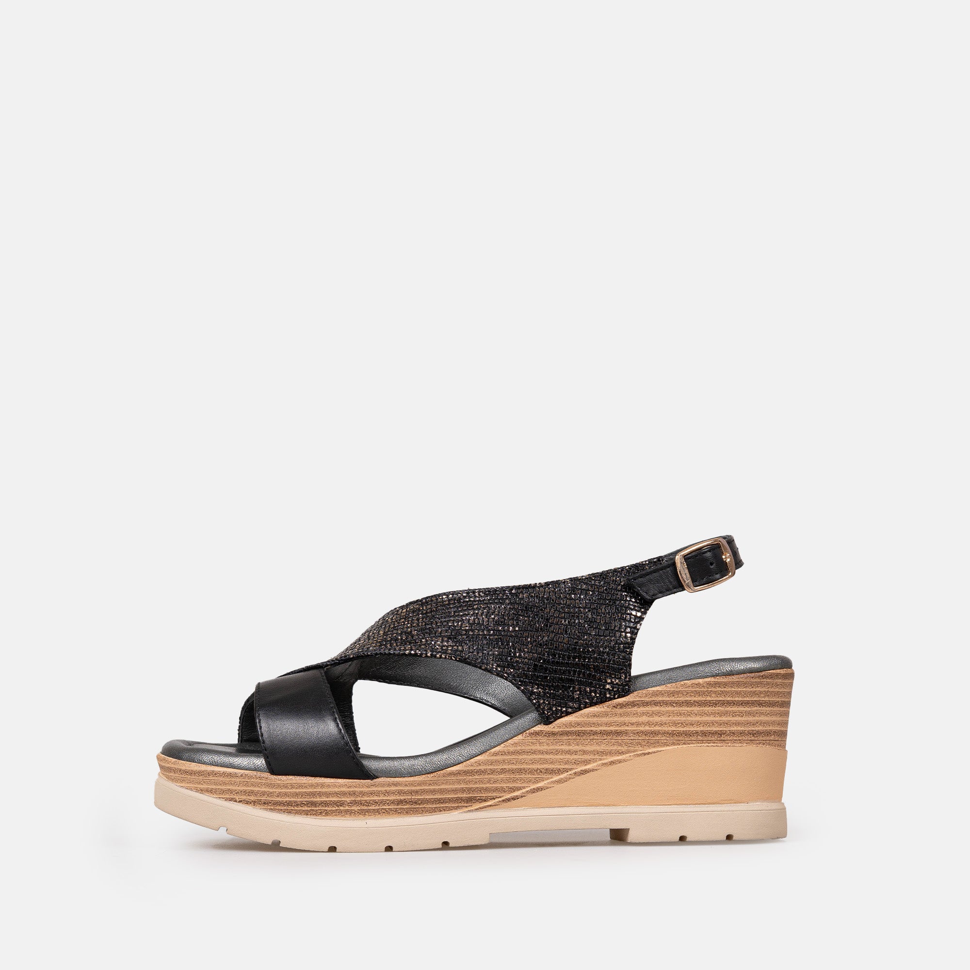 Volzak 5014 Black Leather Sandal