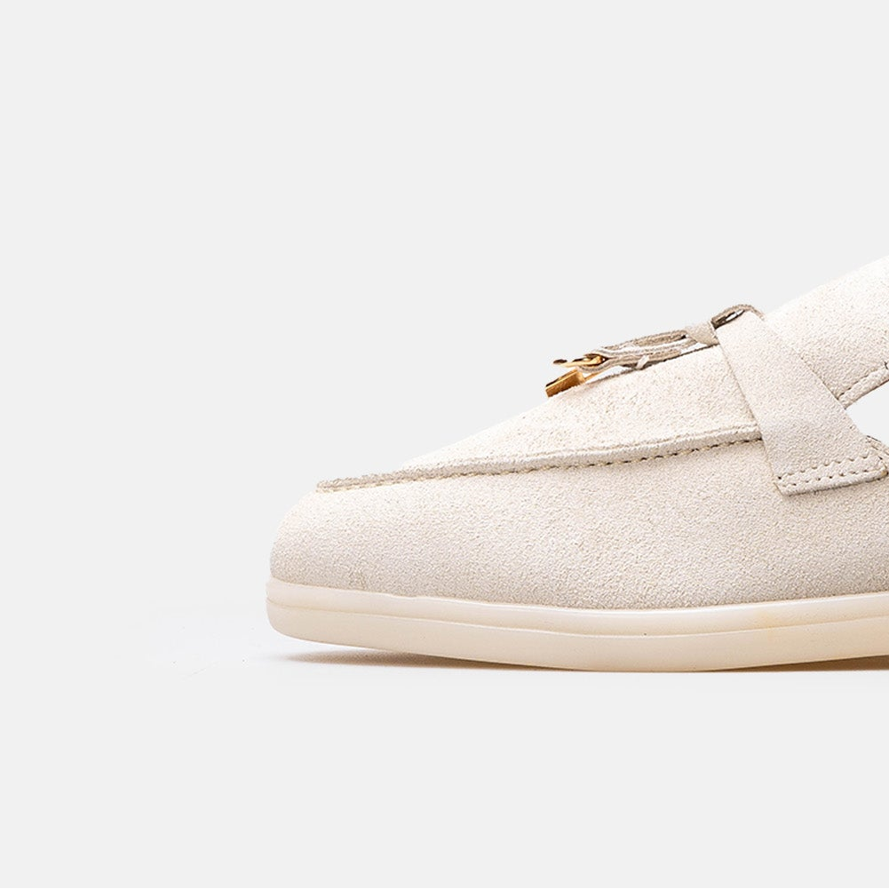 Volzak 0777 Mule en daim Blanc Cassé