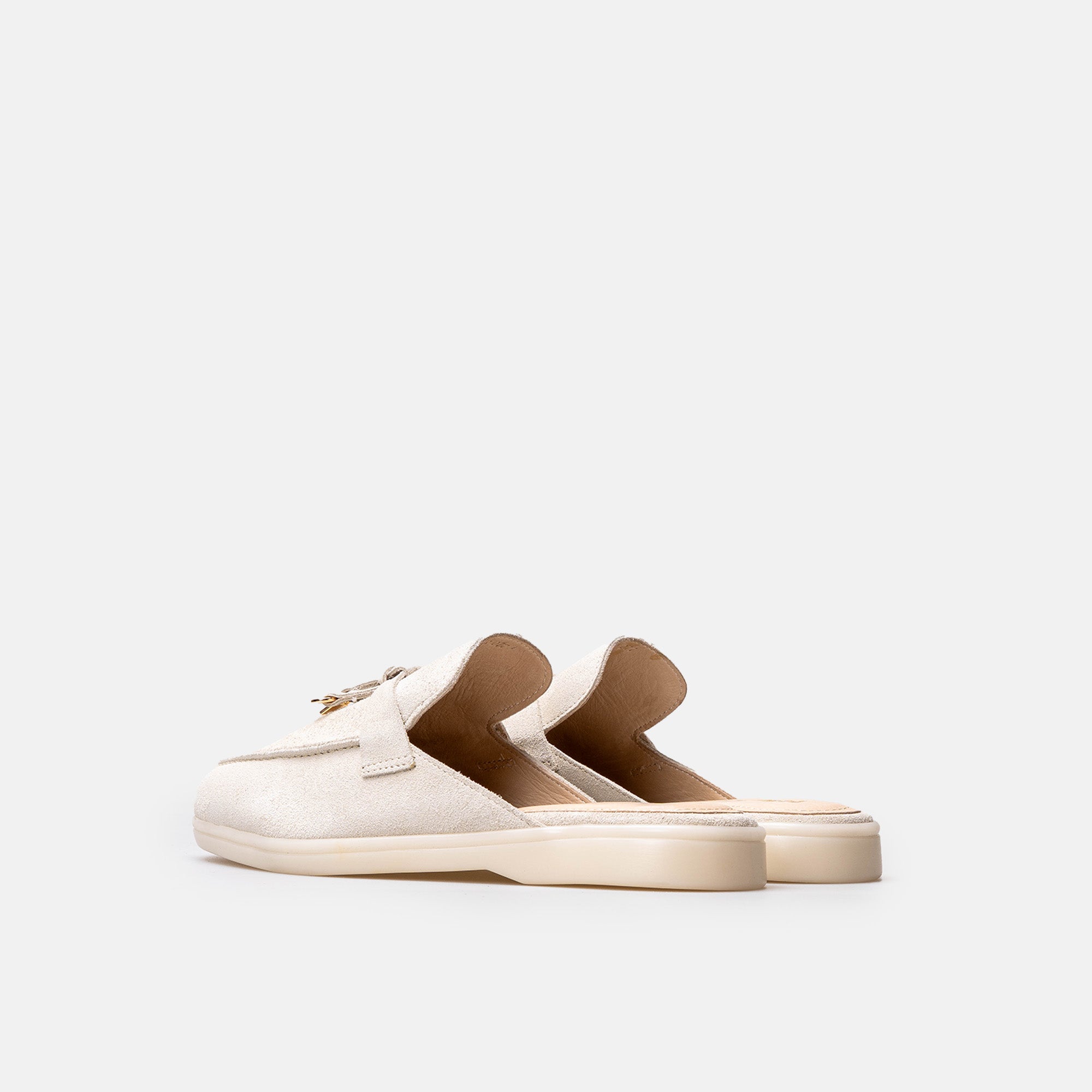 Volzak 0777 Mule en daim Blanc Cassé
