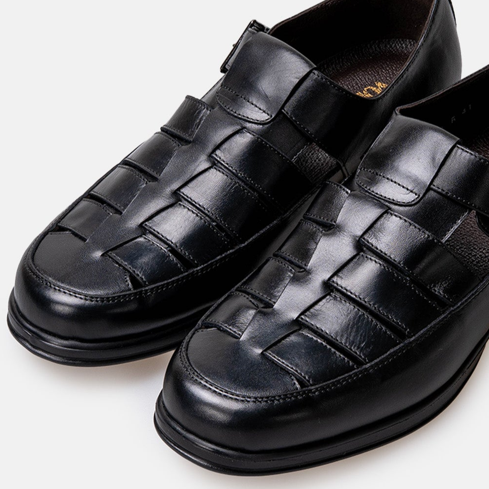 Volzak 5422 Black Leather Sandal