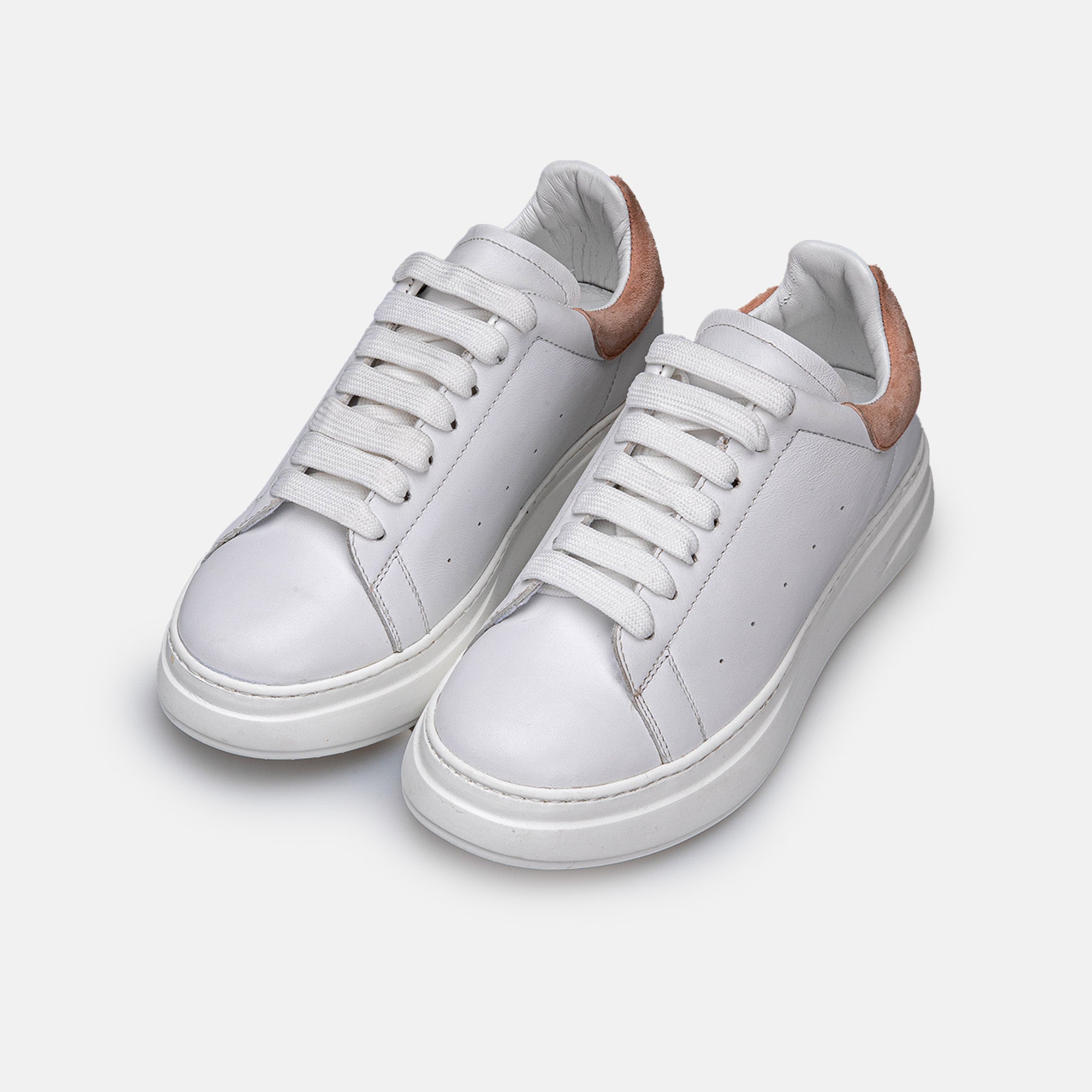 Volzak 3001 Basket en cuir Blanc pêche clair