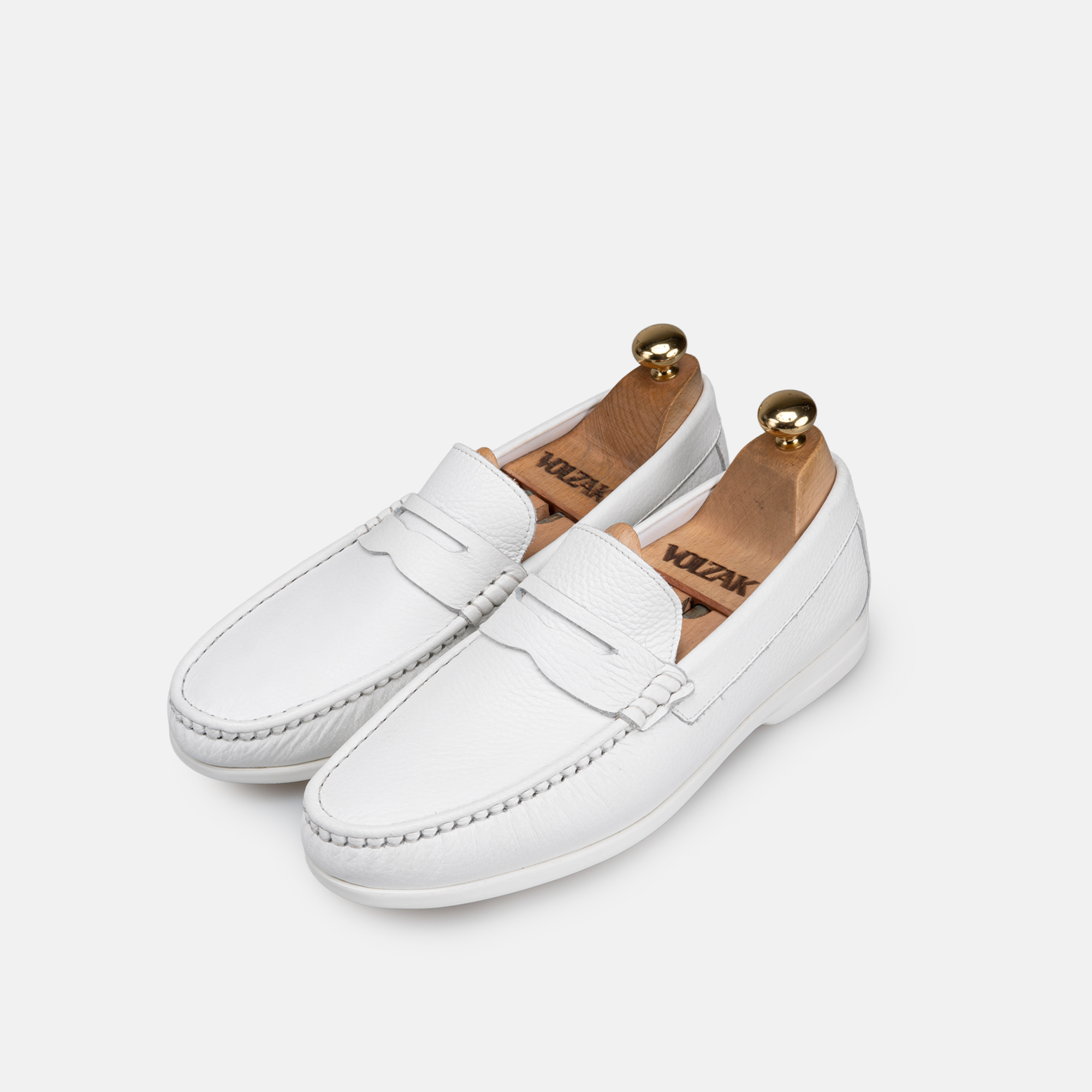 Volzak 046 White Leather Moccasin