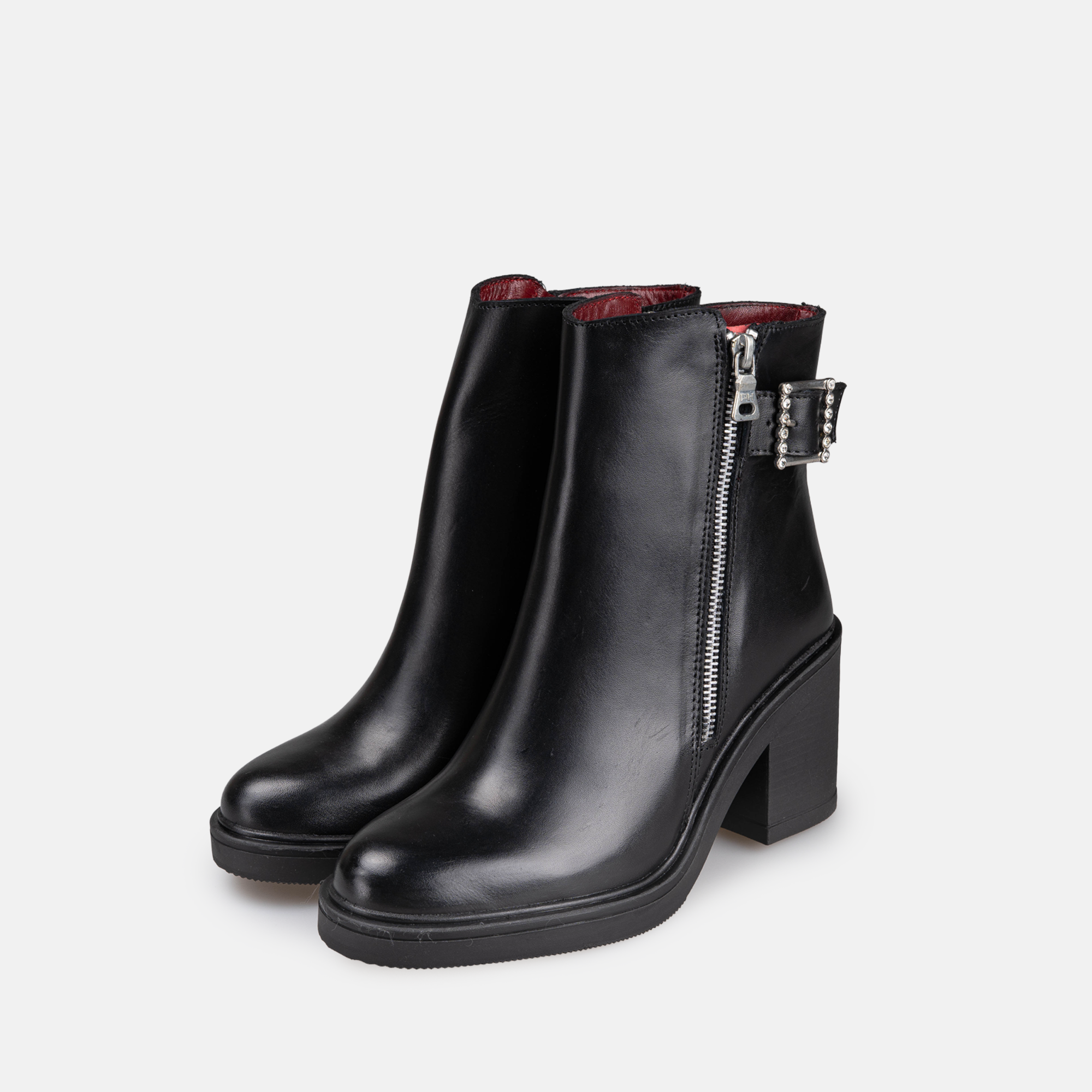 Volzak 9919 s Black Leather Ankle Boot