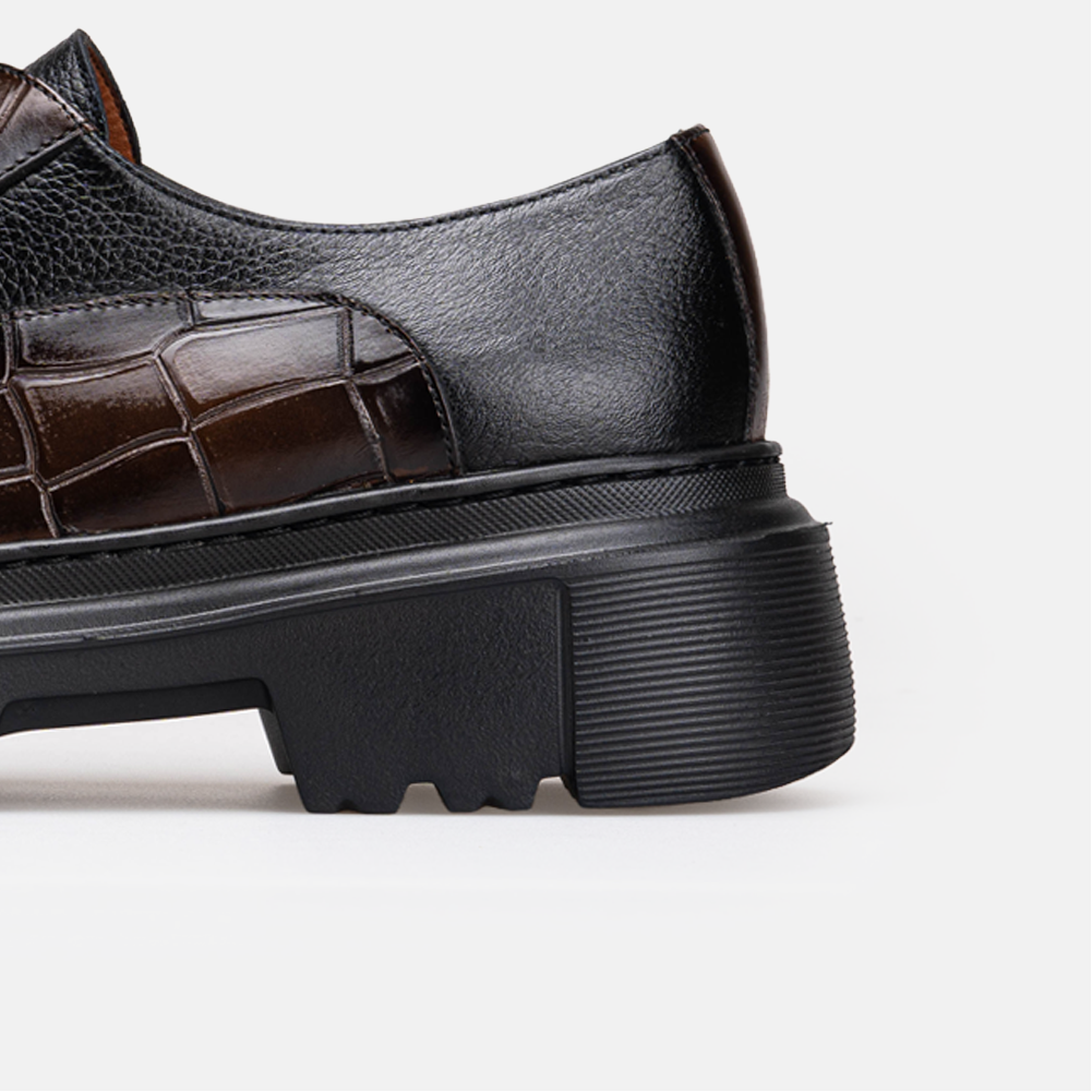 Volzak 5528 chaussure en cuir Marron Croco Grainé