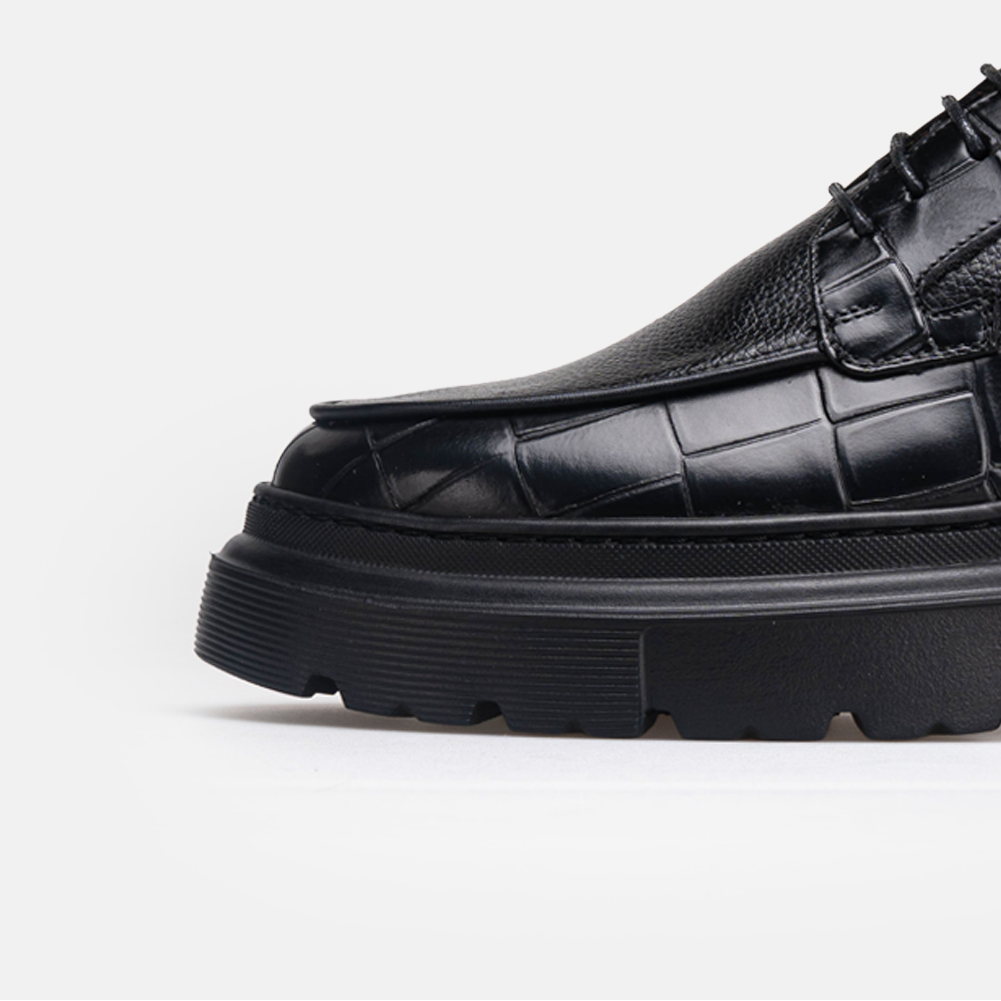 Volzak 5528 chaussure en cuir Noir Croco Grainé