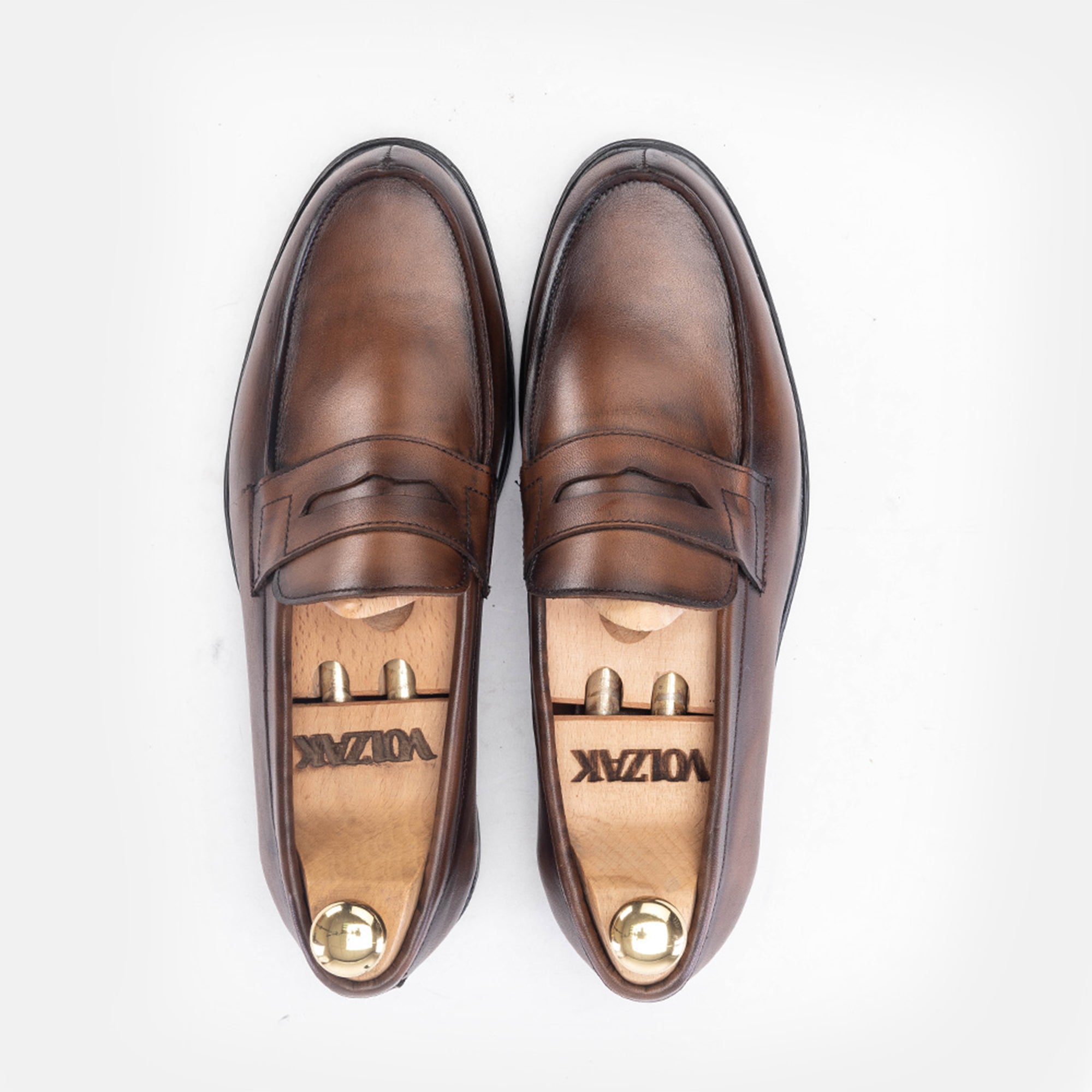 Volzak 5157 Vintage Brown Leather Penny Loafer