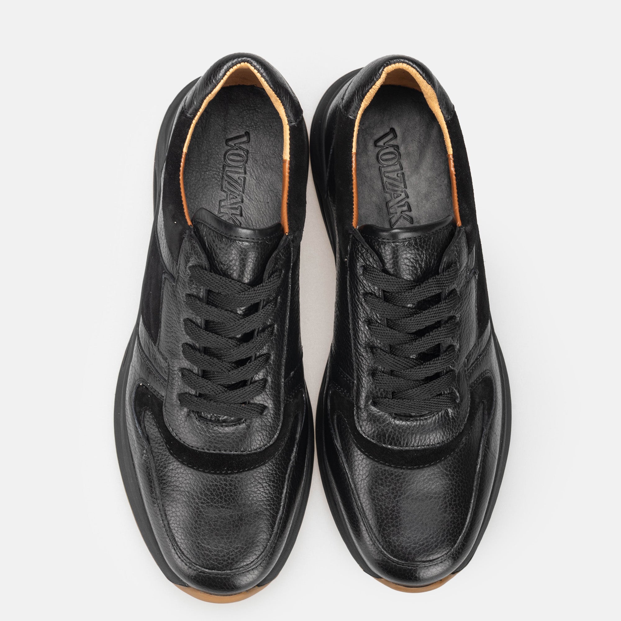 Volzak 3038 Black Leather Sneakers