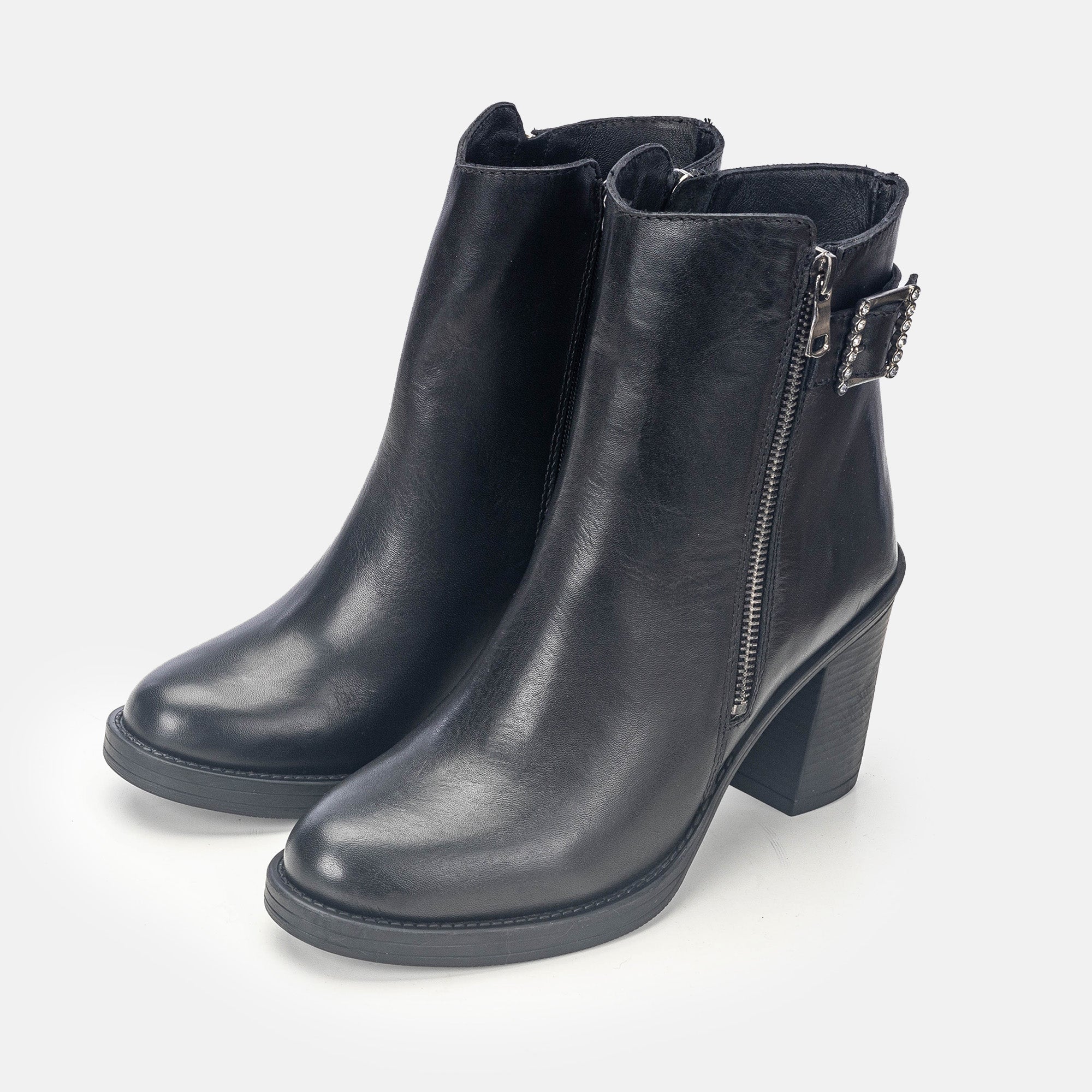 Volzak 9919 Black Leather Ankle Boot
