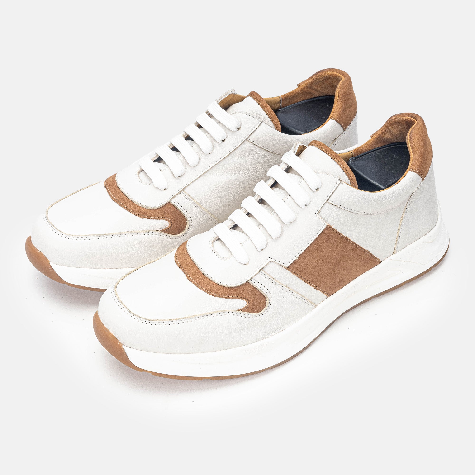 Volzak 3038 Leather Sneakers White Camel
