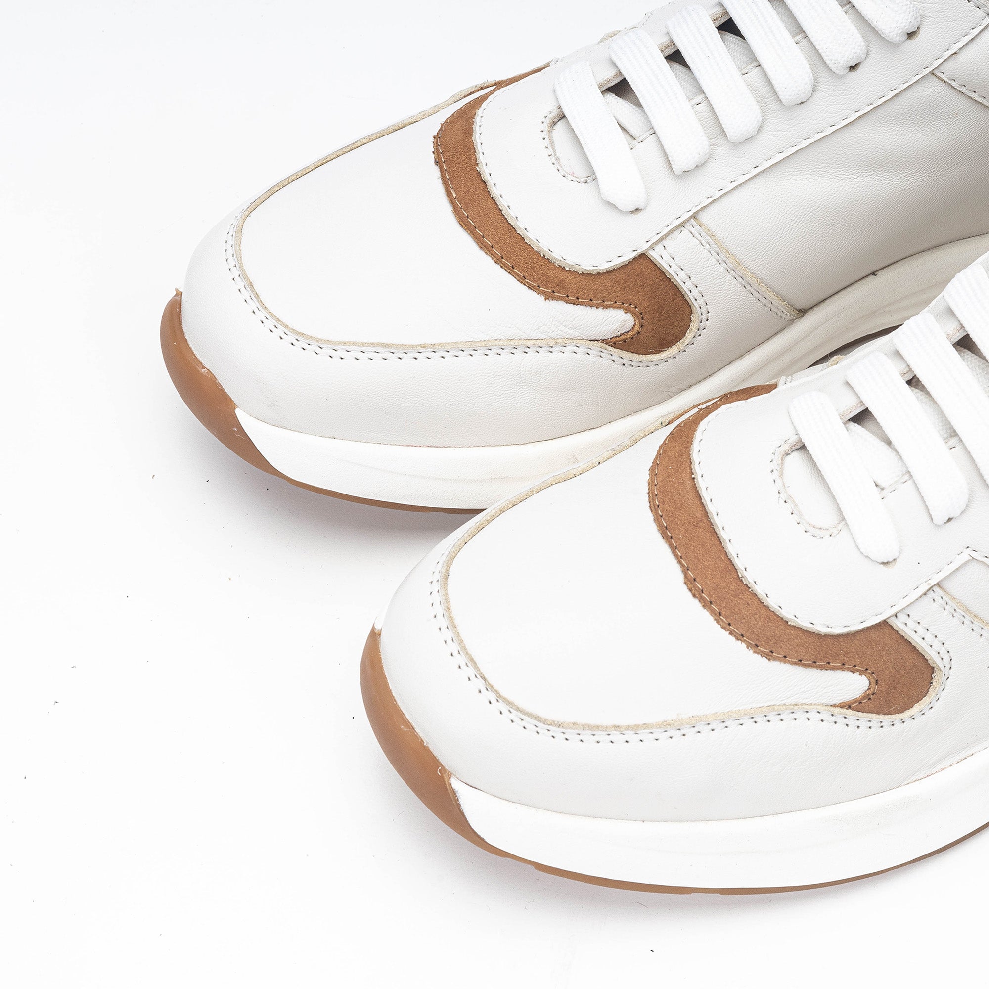 Volzak 3038 Leather Sneakers White Camel