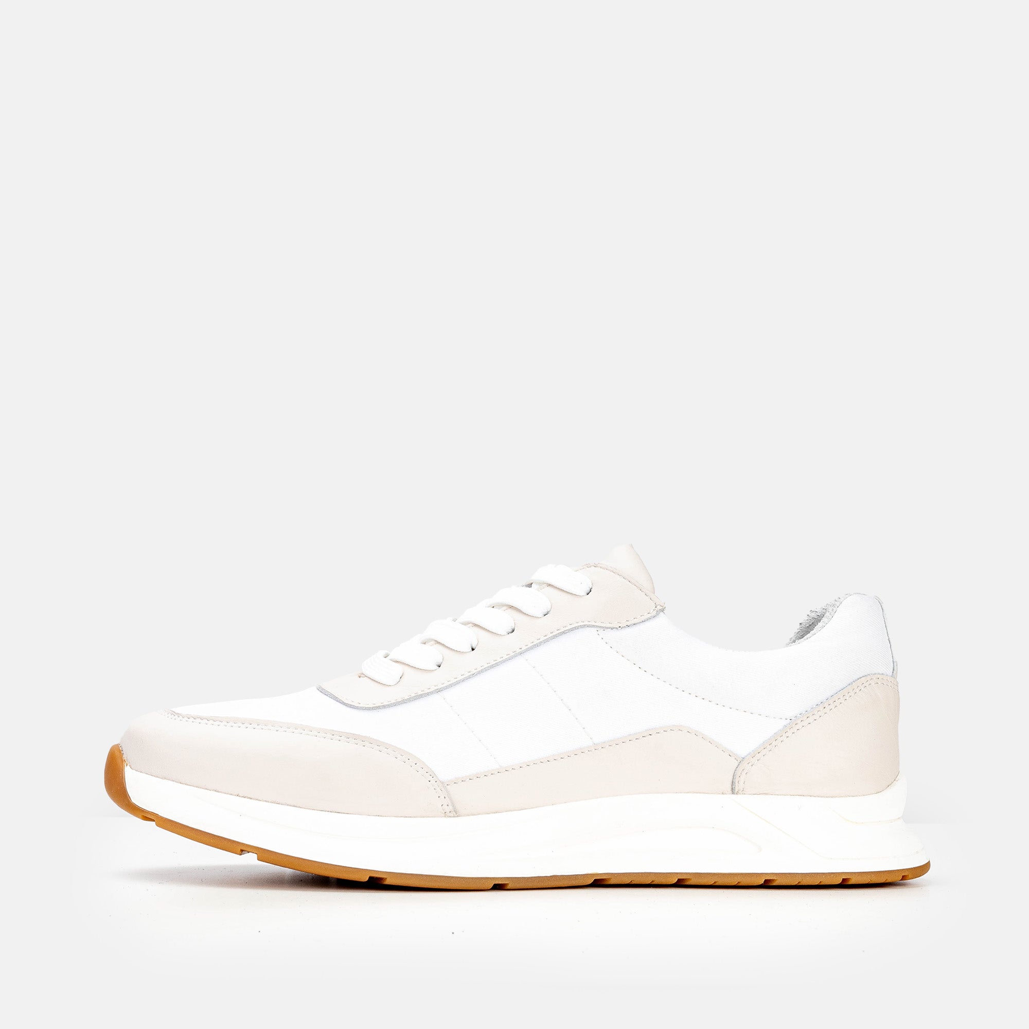 Volzak 3039 Beige White Leather Sneakers