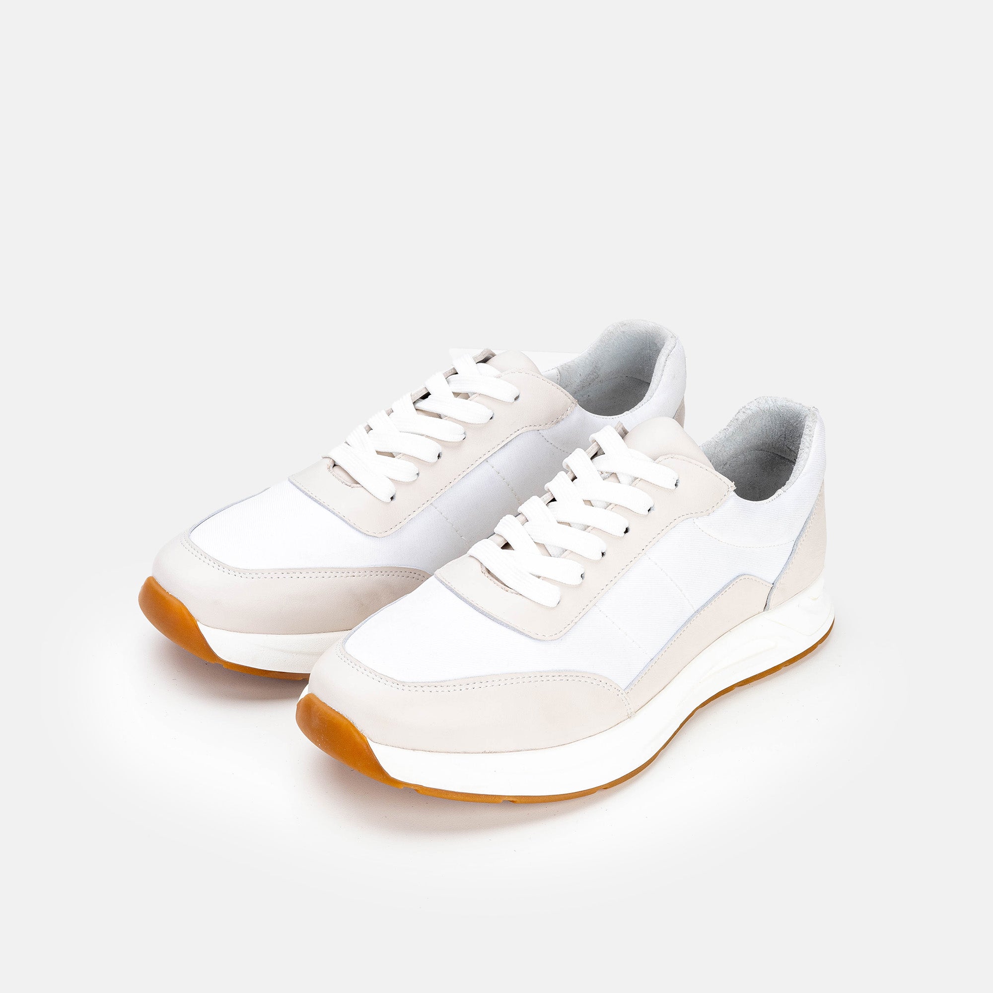 Volzak 3039 Beige White Leather Sneakers