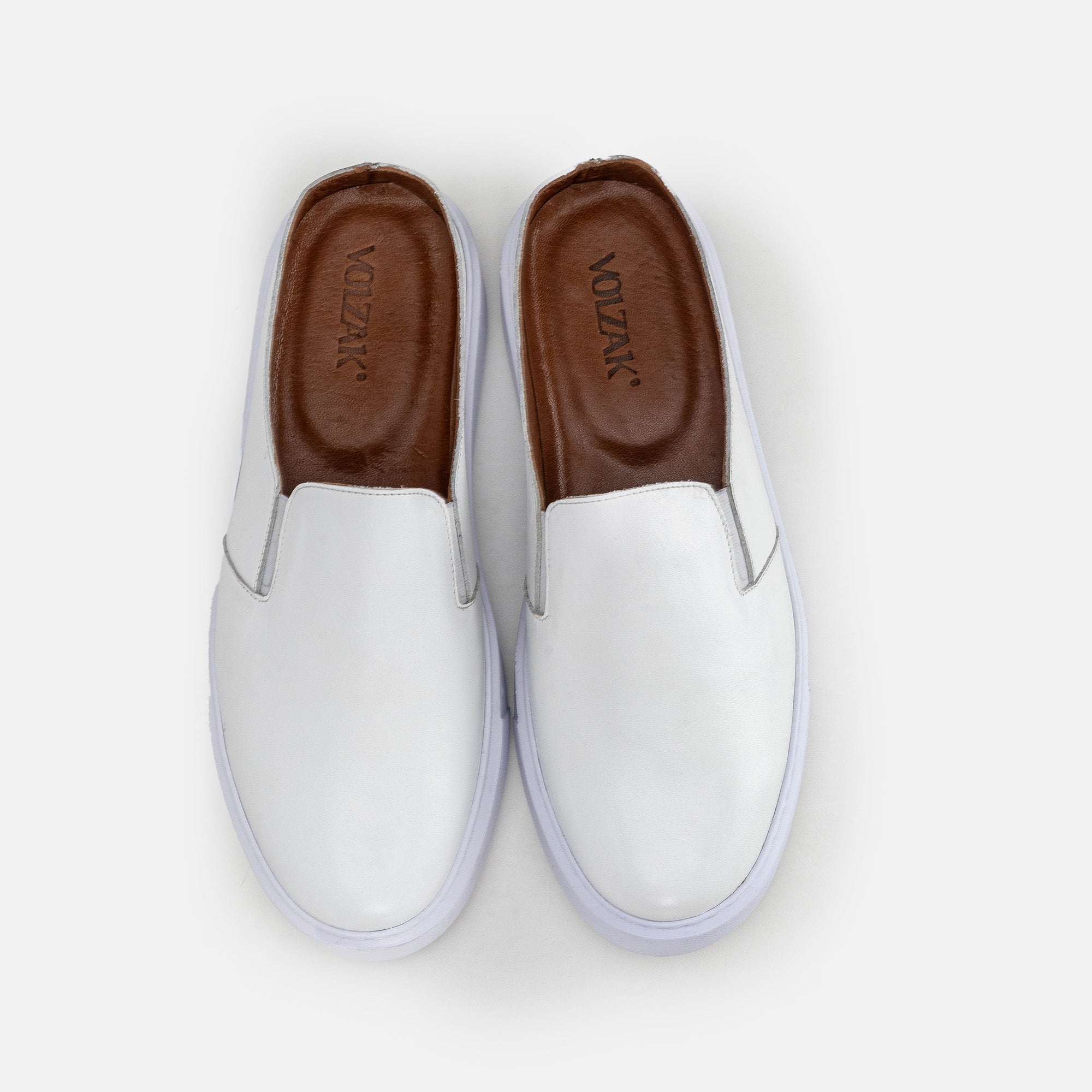 Volzak 5329 White Leather Mule