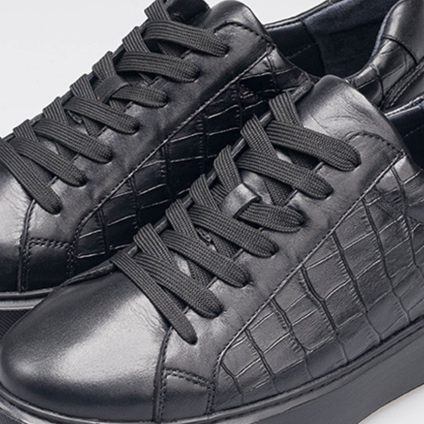 Volzak 1835 Black Crocodile Leather Sneakers