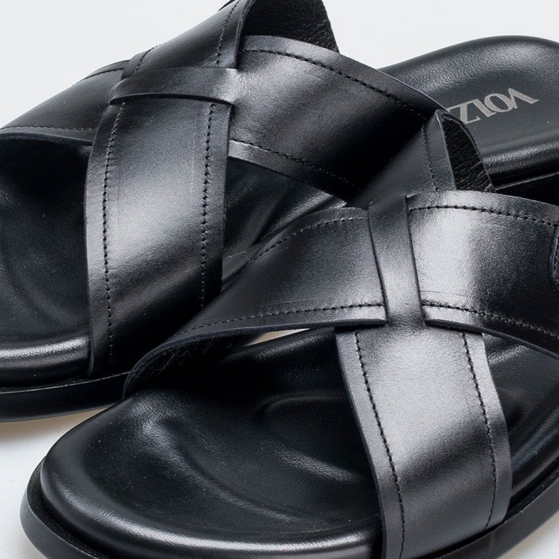Volzak 5411 Black Leather Sandal