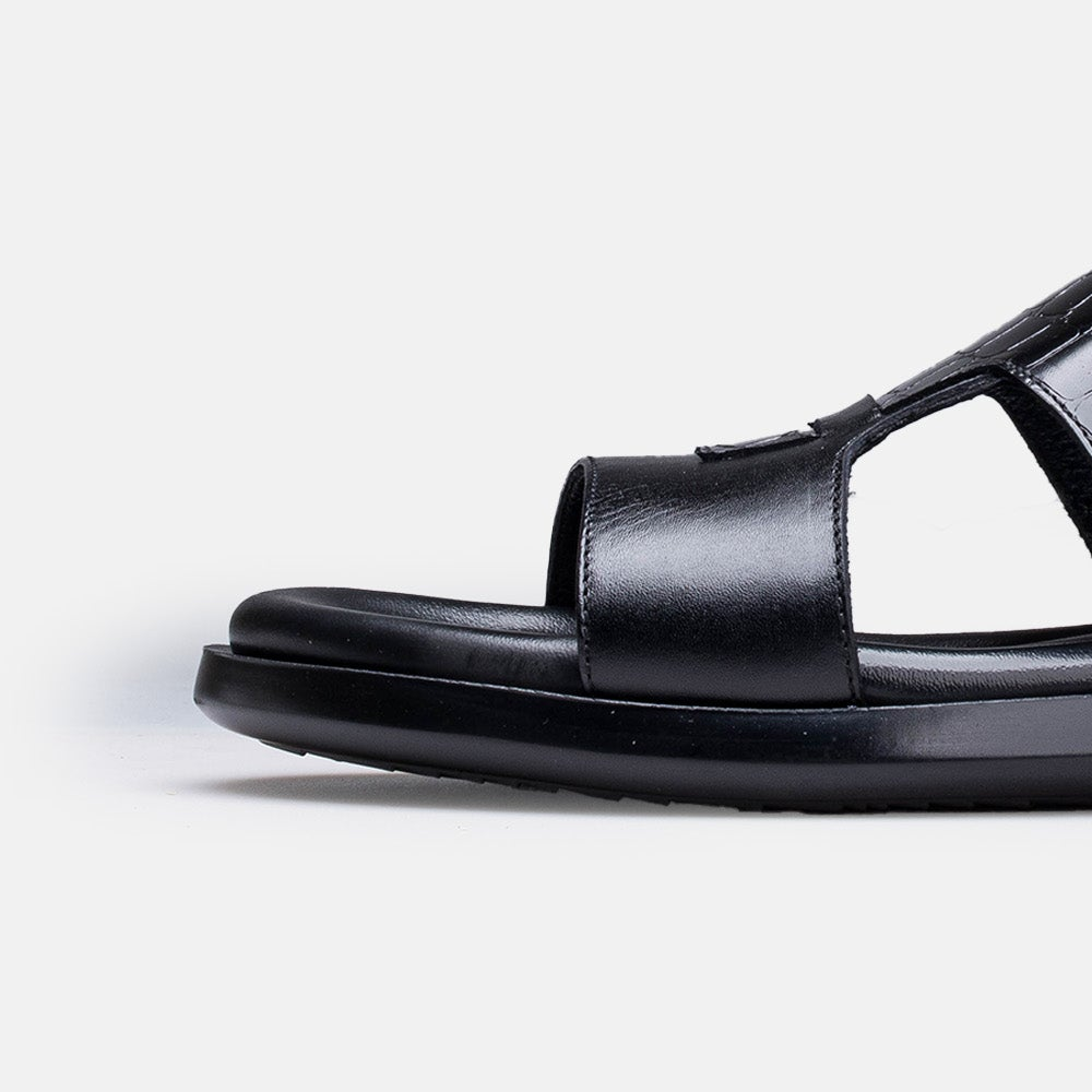 Volzak 5413 Black Leather Sandal