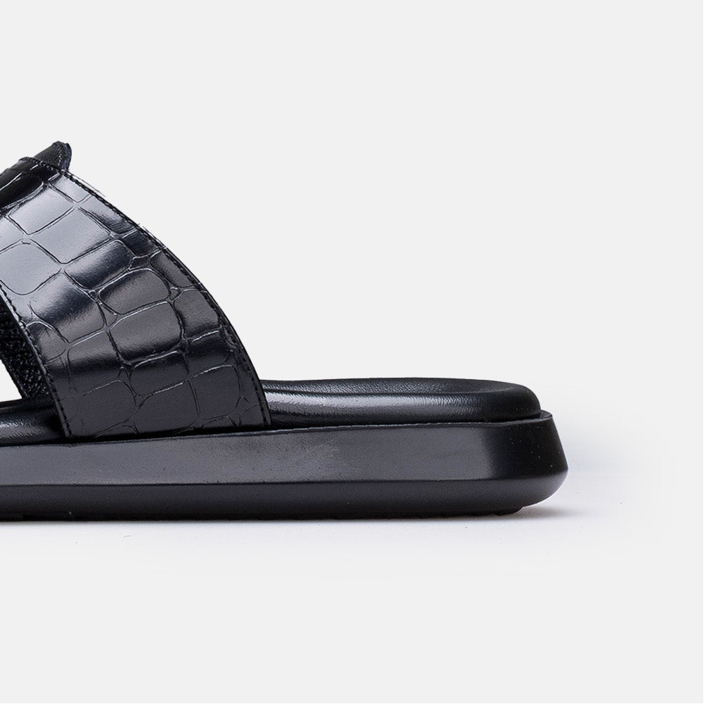 Volzak 5413 Black Leather Sandal