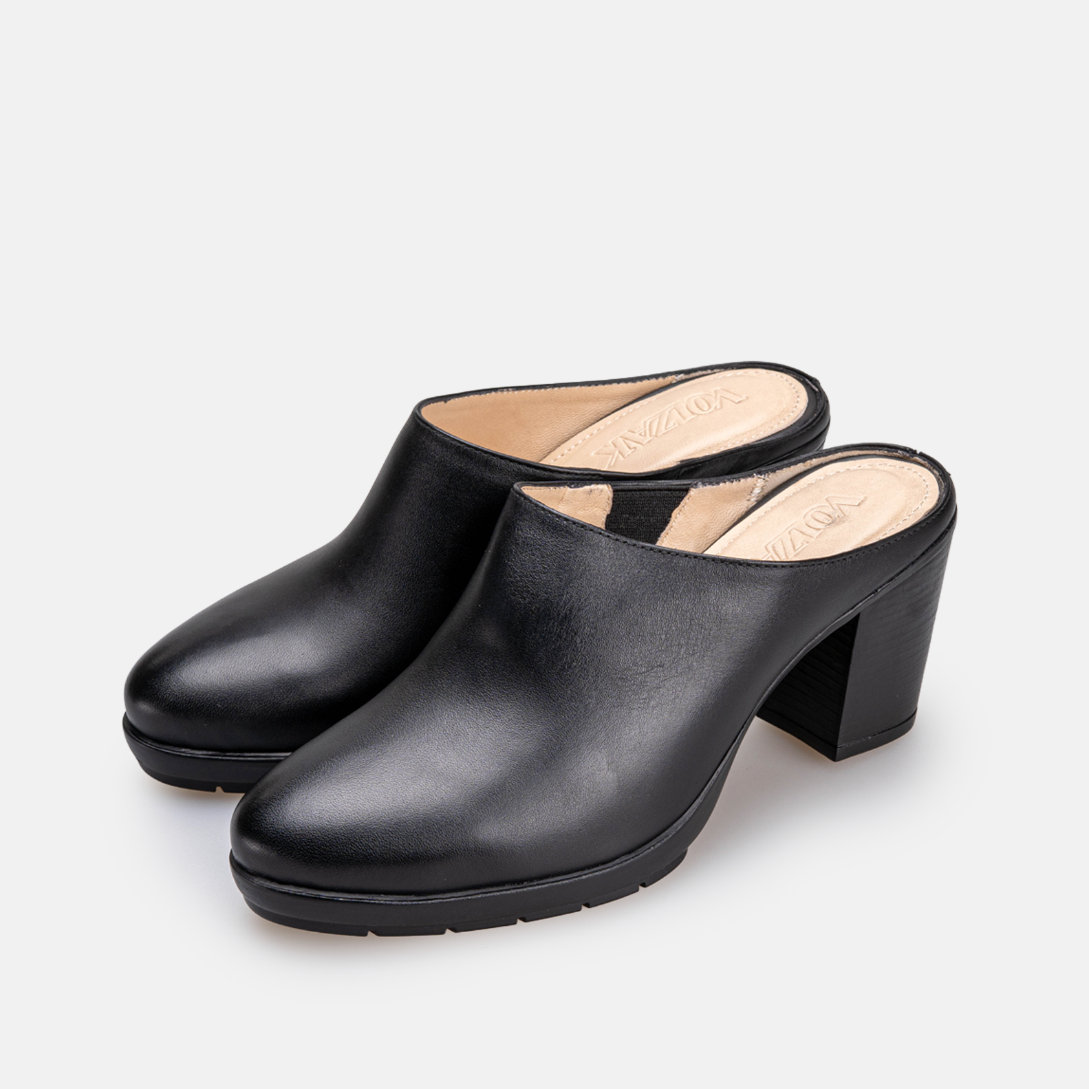 Volzak 686 Sabot à talon en cuir Noir