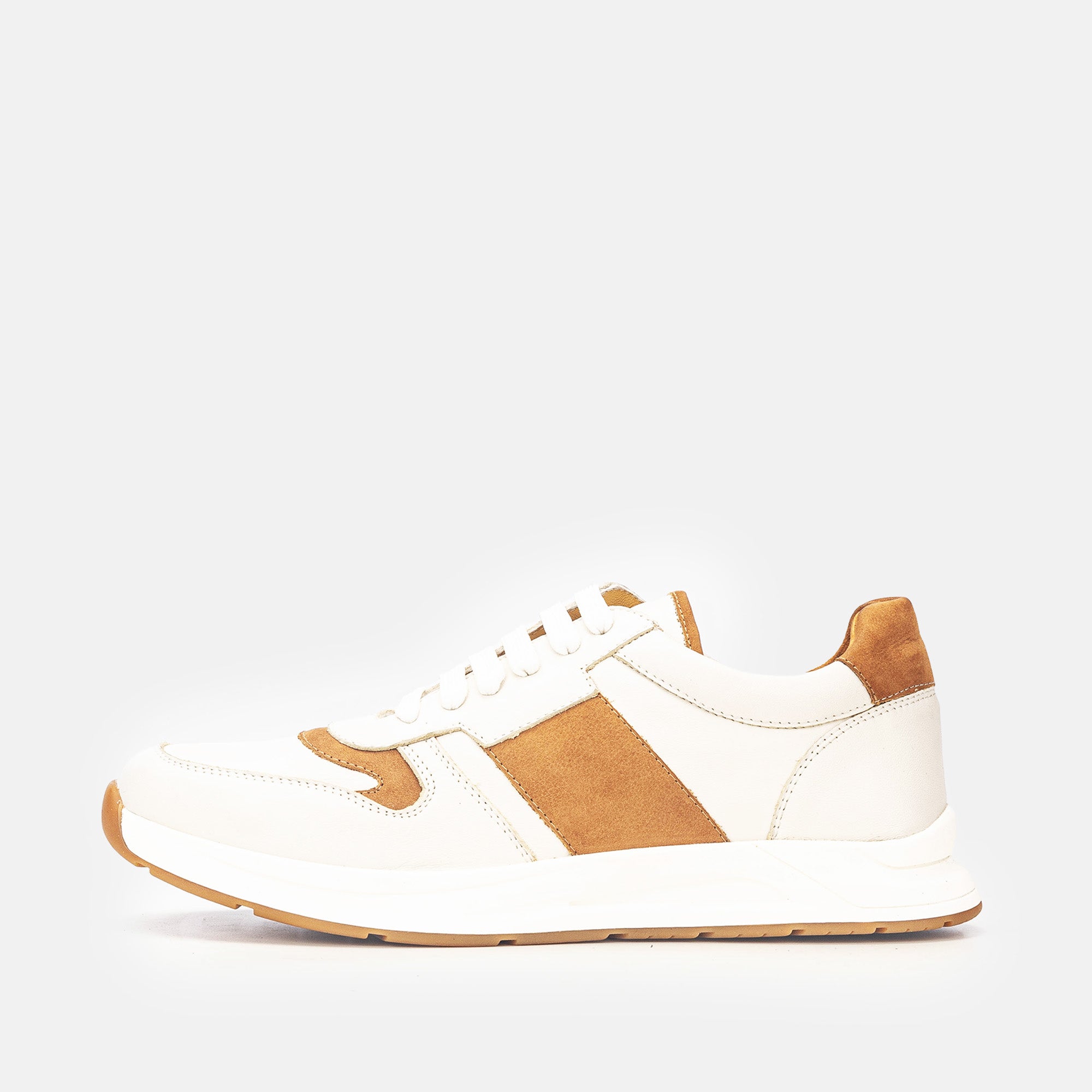 Volzak 3038 Leather Sneakers White Camel