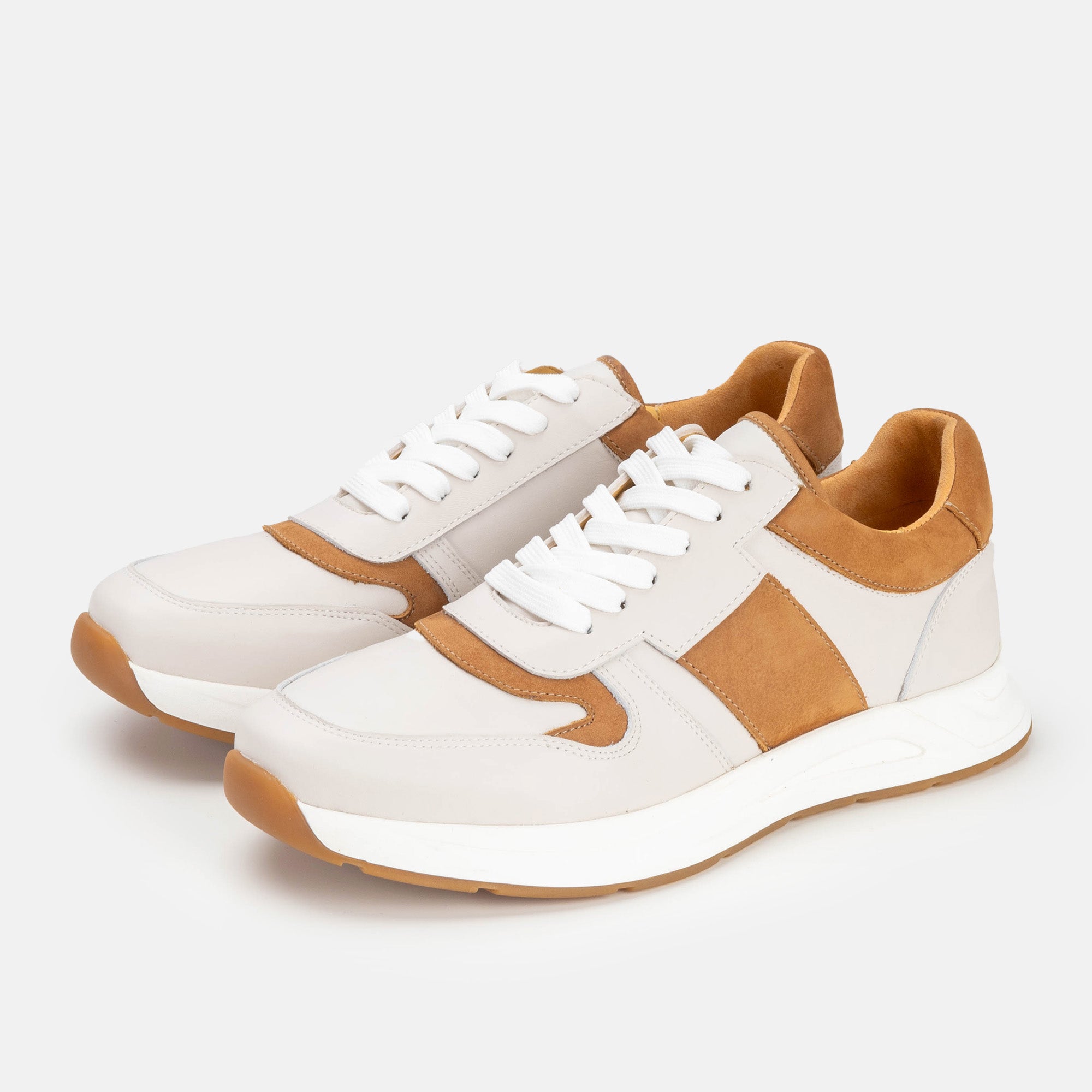 Volzak 3038 Beige Camel Leather Sneakers