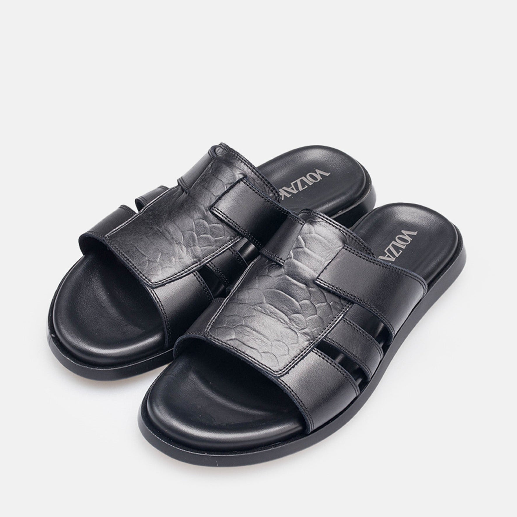 Volzak 5406 Black Leather Sandal