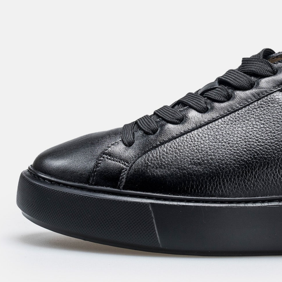 Volzak 1835 Black Grained Leather Sneakers