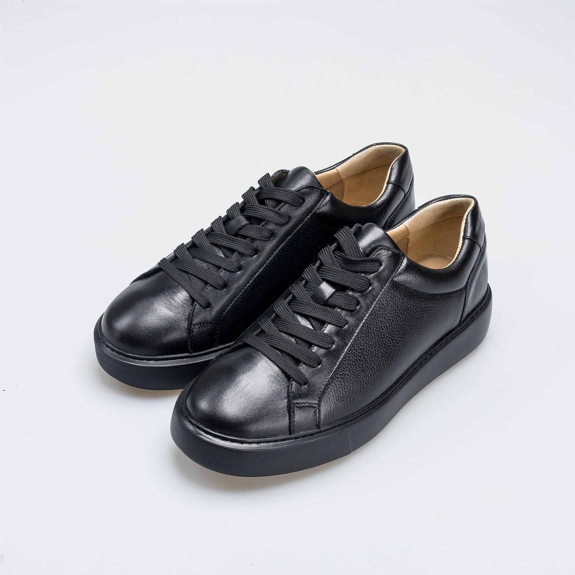 Volzak 1835 Black Grained Leather Sneakers